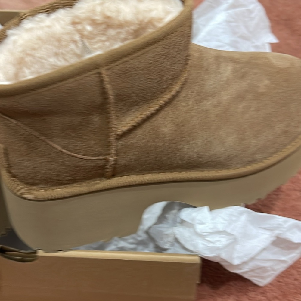 UGG Chestnut Suede Platform Ankle Boots - Picture 3 of 13